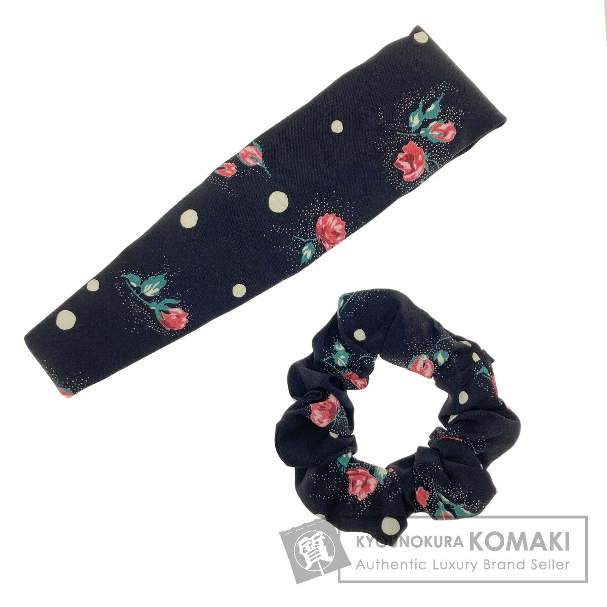 MIUMIU Hairband and Scrunchie 2-Piece Set, Rose Print hair accessory cloth Ladies [Used]
