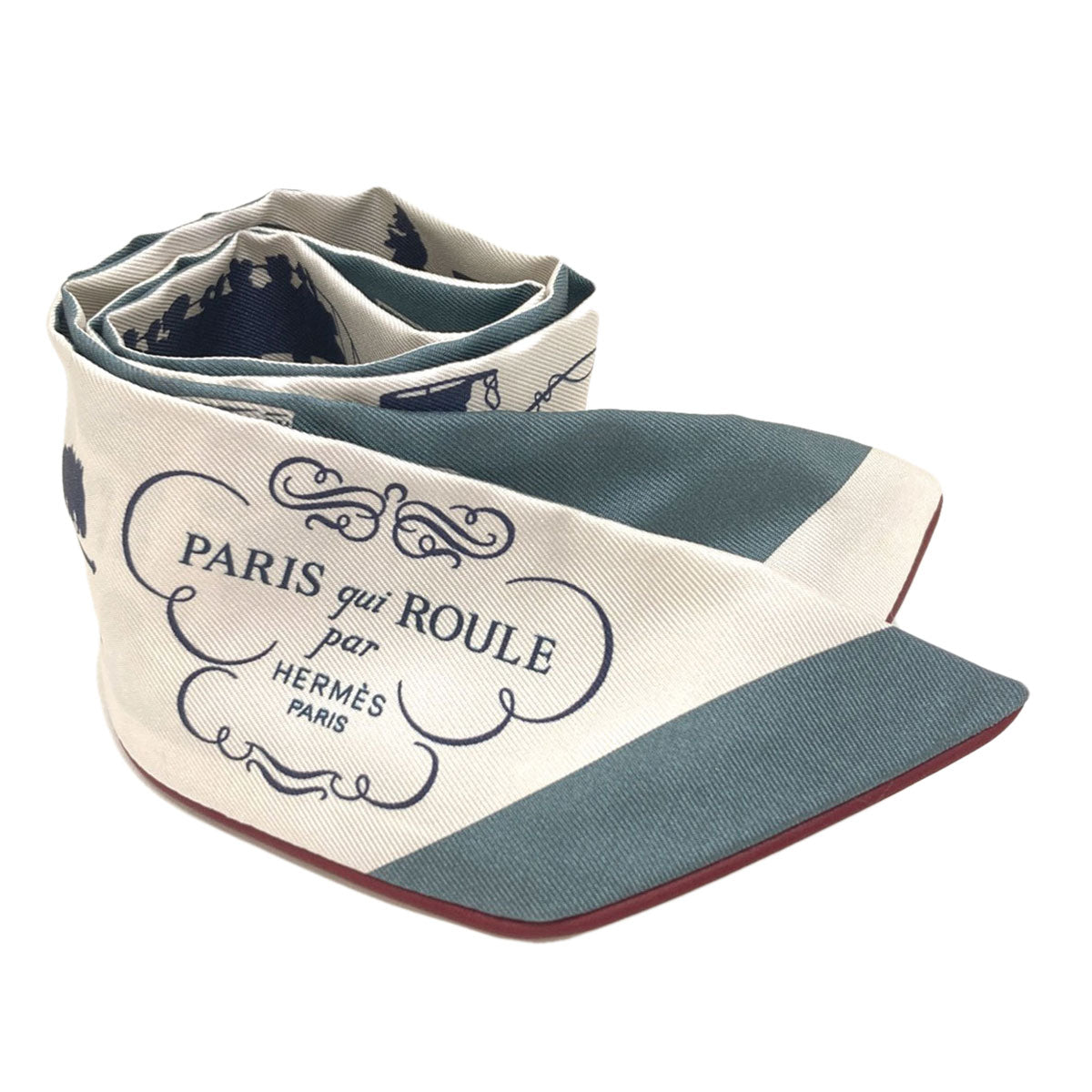 HERMES Twilly: A journey through Paris de Toujours on wheels Scarf Silk Ladies [Used]