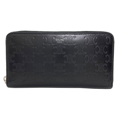 CELINE Triomphe Long wallet (with coin pocket) Leather Ladies [Used]