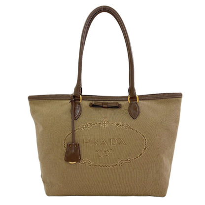 PRADA 1BG158 Fiocco logo Tote Bag Canvas LeatherLadies [Used]