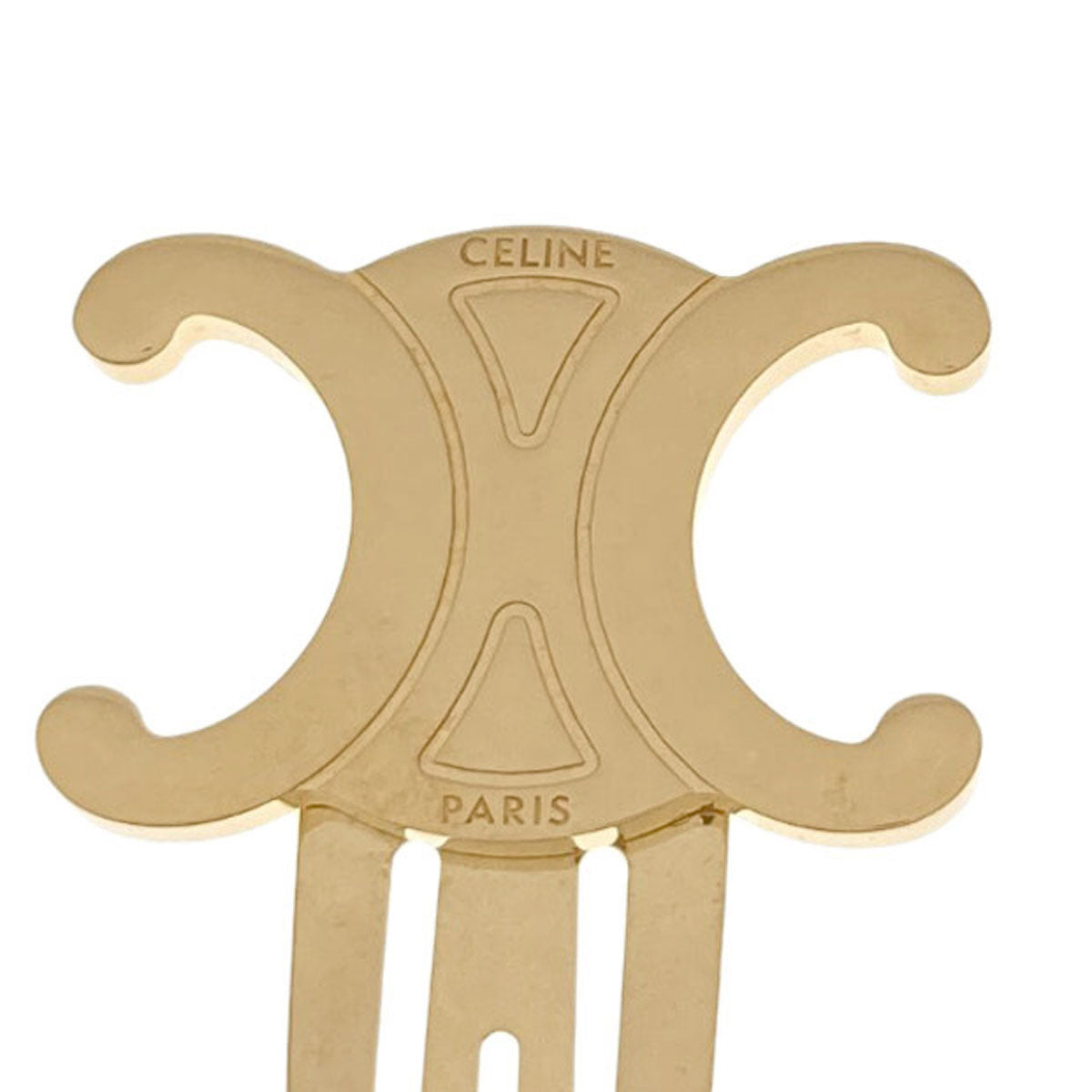 CELINE Hair clip Triomphe snap hair accessory Metal Ladies [Used]