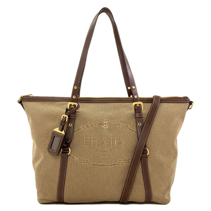 PRADA 1BG253 2WAY Tote Bag Canvas LeatherLadies [Used]