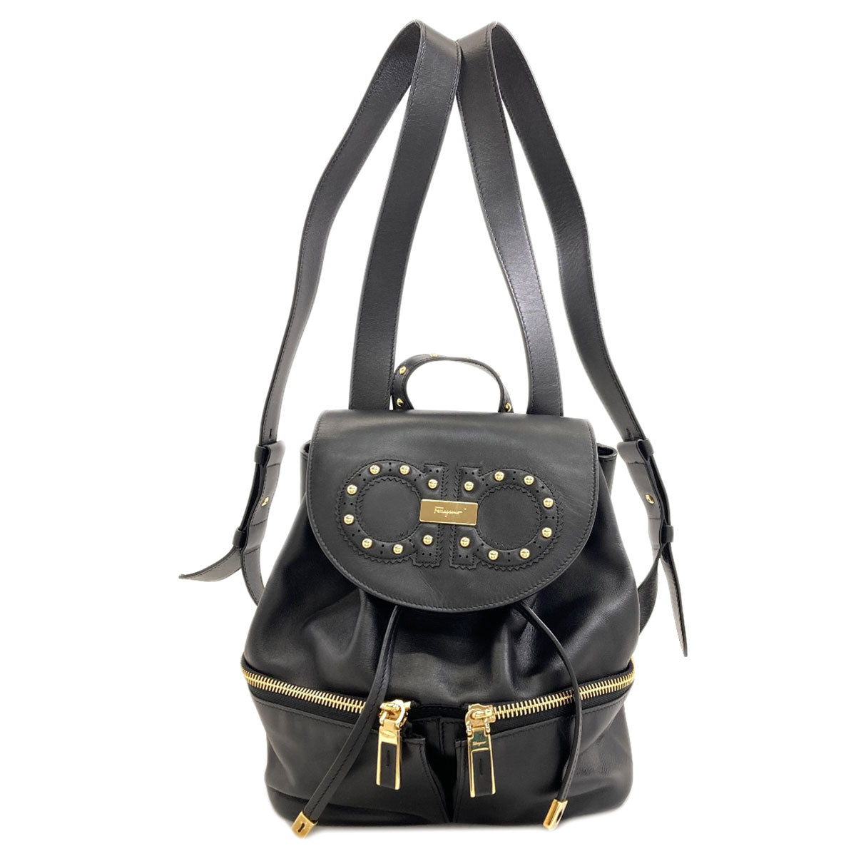Salvatore Ferragamo Gancini studs Backpack Â· Daypack Leather Ladies [Used]