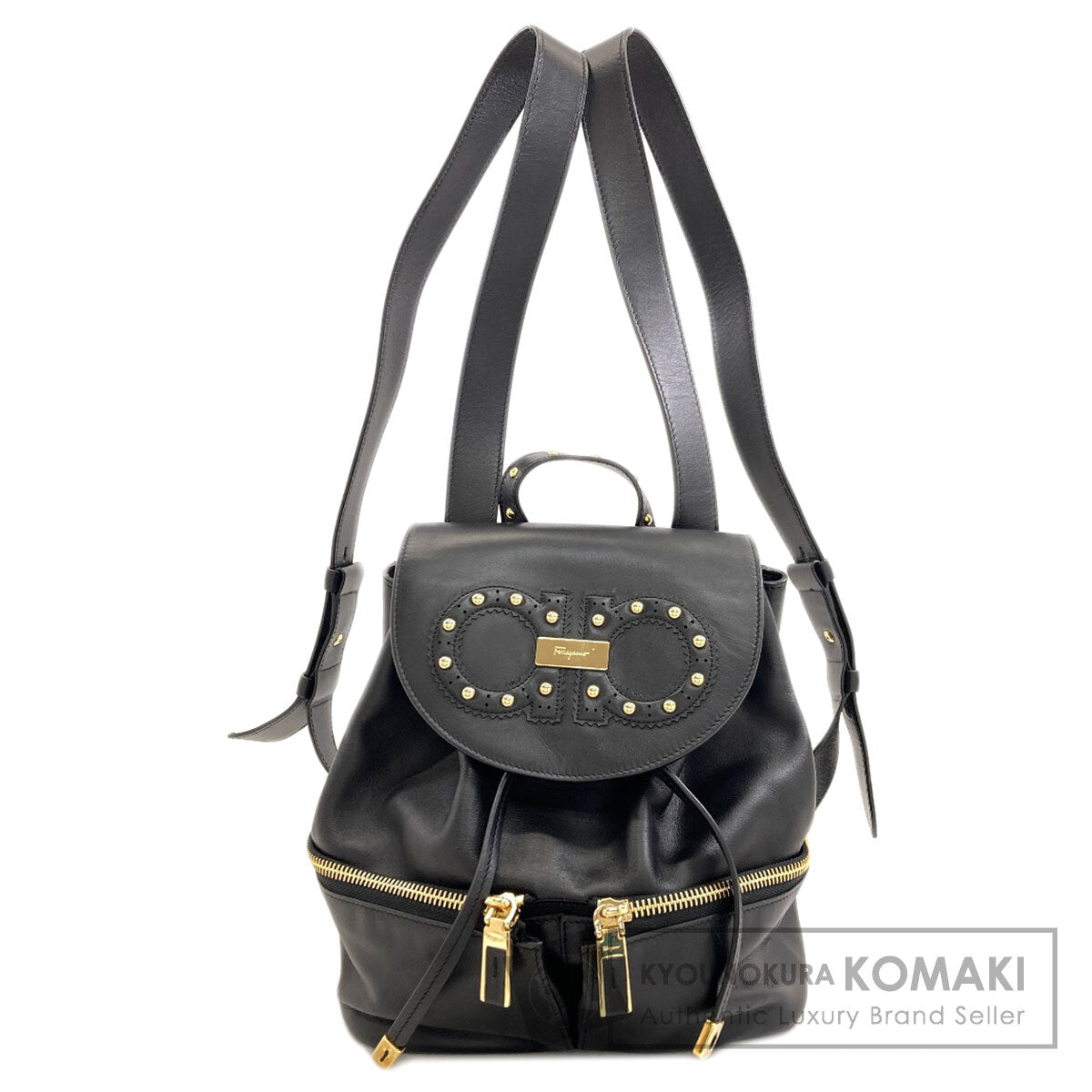 Salvatore Ferragamo Gancini studs Backpack Â· Daypack Leather Ladies [Used]