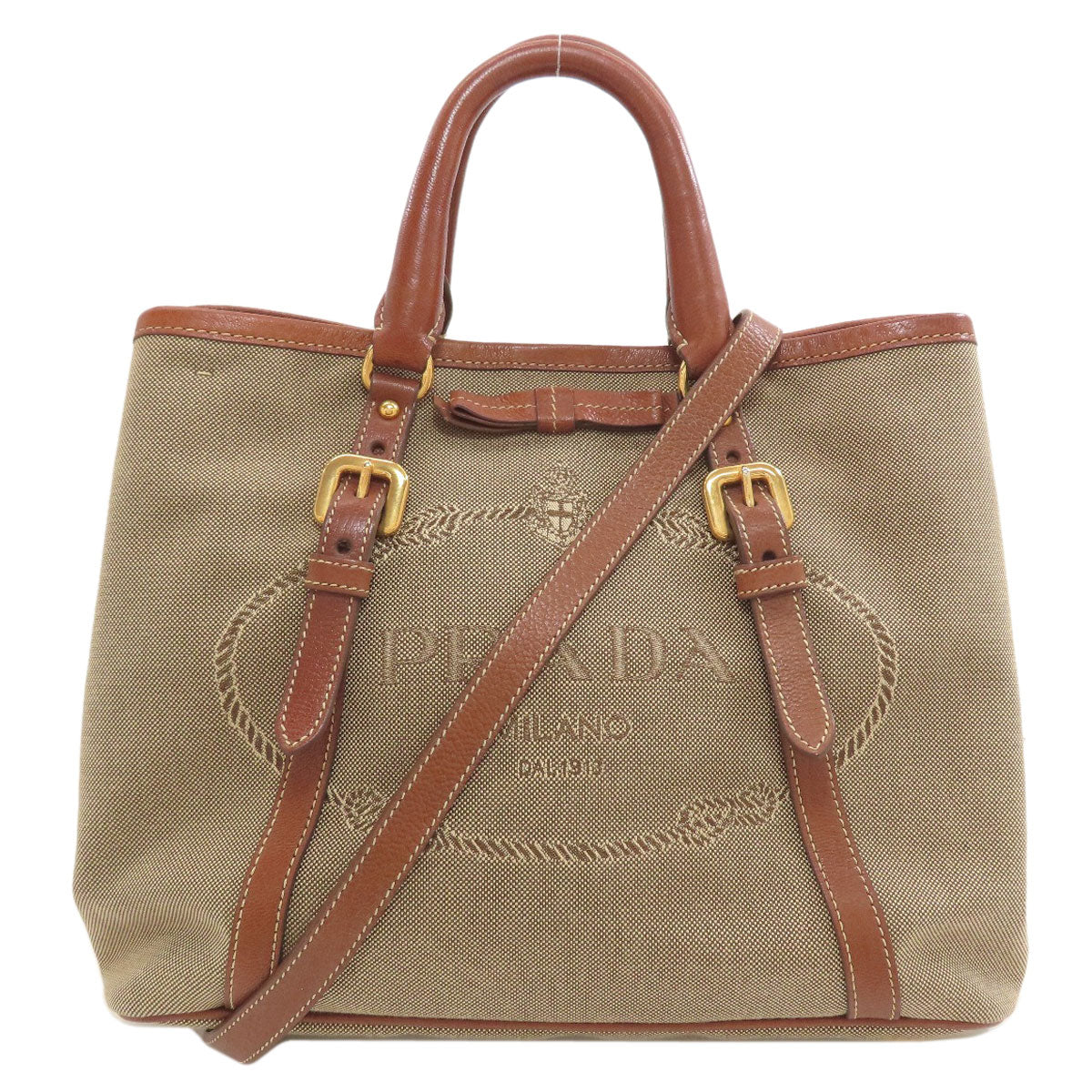 PRADA Fiocco 2WAY Handbag Canvas Ladies [Used]