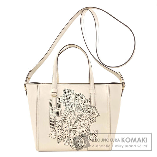 Salvatore Ferragamo Bonnie Lettering Punching 2WAY Handbag Calf Ladies [Used]