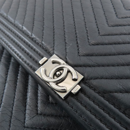 CHANEL Boy Chanel V-stitch SilverHardware Clutch bag Calf Ladies [Used]