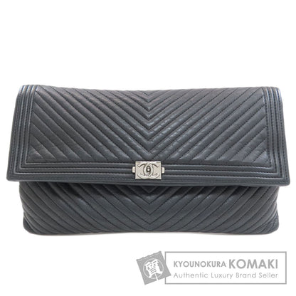 CHANEL Boy Chanel V-stitch SilverHardware Clutch bag Calf Ladies [Used]