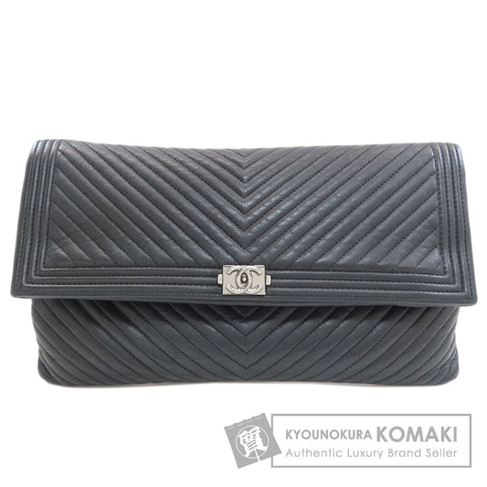 CHANEL Boy Chanel V-stitch SilverHardware Clutch bag Calf Ladies [Used]