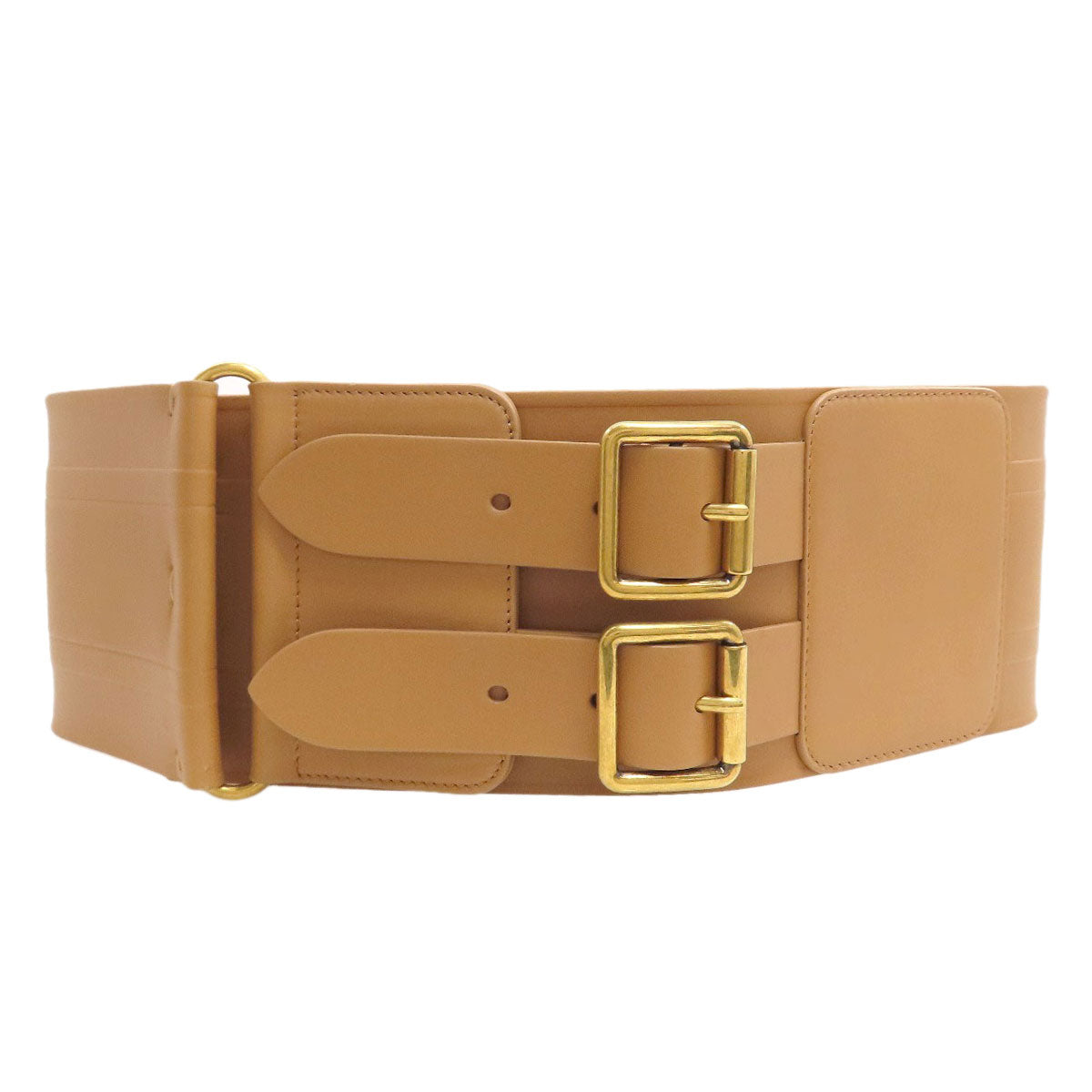 CHRISTIAN DIOR Maxi Double Gold Buckle belt Leather Ladies [Used]