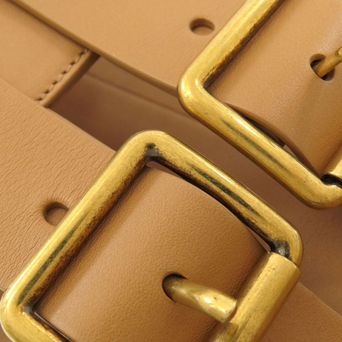 CHRISTIAN DIOR Maxi Double Gold Buckle belt Leather Ladies [Used]