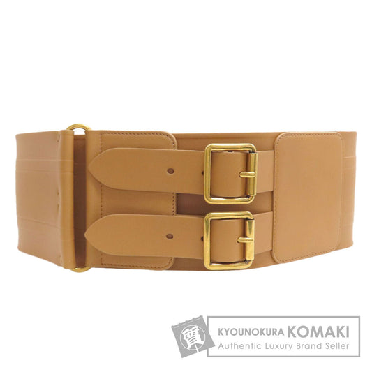 CHRISTIAN DIOR Maxi Double Gold Buckle belt Leather Ladies [Used]