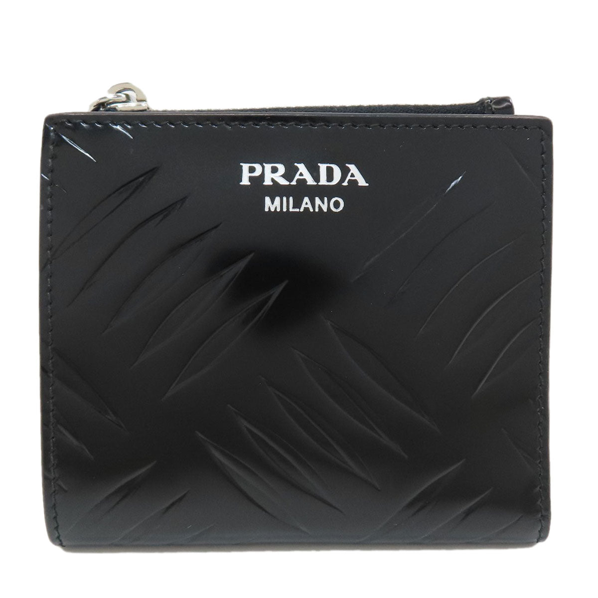 PRADA Embossing Bifold Wallet with Coin Pocket Leather Ladies [Used]