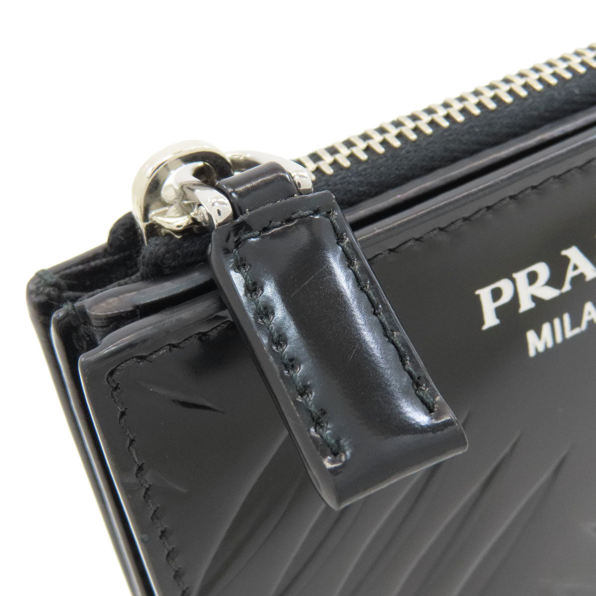 PRADA Embossing Bifold Wallet with Coin Pocket Leather Ladies [Used]