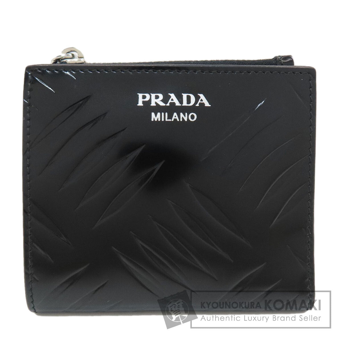 PRADA Embossing Bifold Wallet with Coin Pocket Leather Ladies [Used]