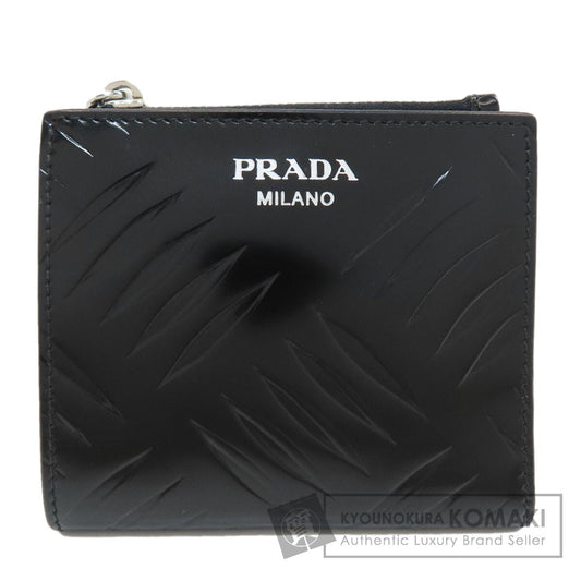 PRADA Embossing Bifold Wallet with Coin Pocket Leather Ladies [Used]