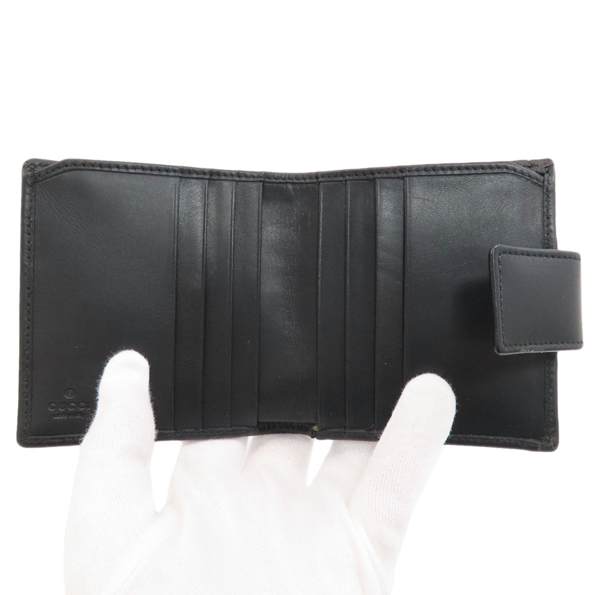 GUCCI 035・02770・2178・5 Sherry line Bifold Wallet with Coin Pocket Canvas LeatherLadies [Used]