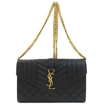 YVES SAINT LAURENT Chain Wallet Envelope Medium Chain Shoulder Long wallet (with coin pocket) Calf Ladies [Used]