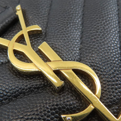 YVES SAINT LAURENT Chain Wallet Envelope Medium Chain Shoulder Long wallet (with coin pocket) Calf Ladies [Used]
