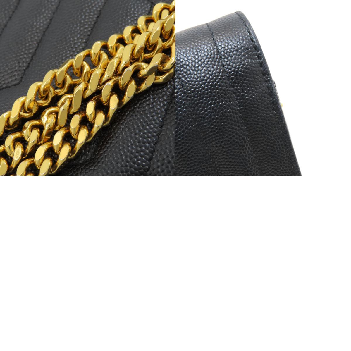 YVES SAINT LAURENT Chain Wallet Envelope Medium Chain Shoulder Long wallet (with coin pocket) Calf Ladies [Used]