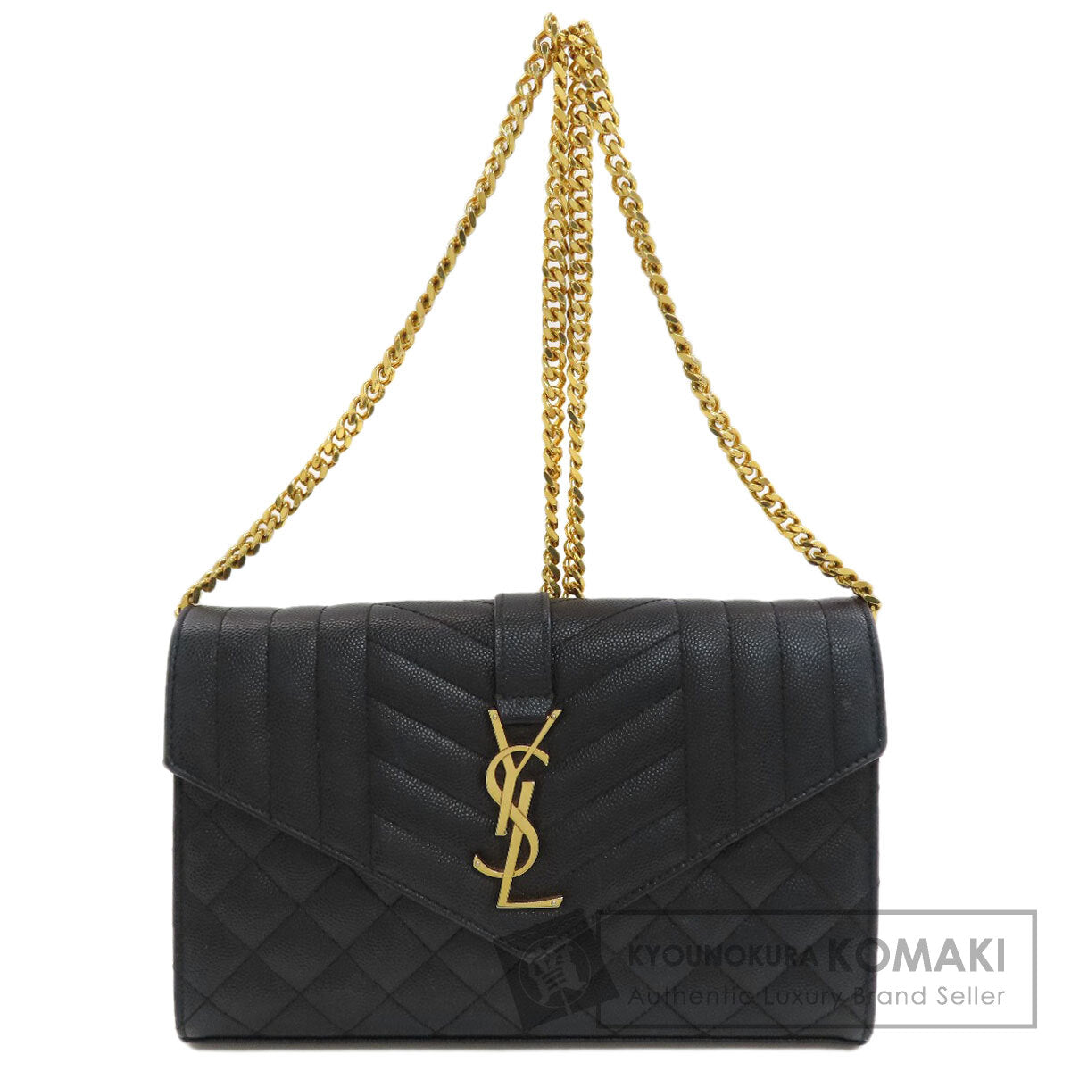 YVES SAINT LAURENT Chain Wallet Envelope Medium Chain Shoulder Long wallet (with coin pocket) Calf Ladies [Used]