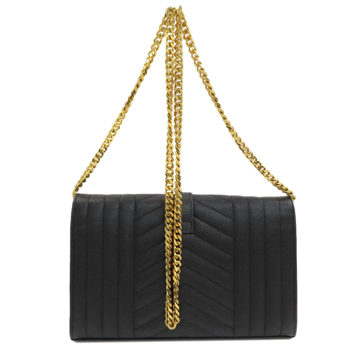 YVES SAINT LAURENT Chain Wallet Envelope Medium Chain Shoulder Long wallet (with coin pocket) Calf Ladies [Used]