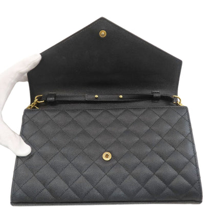 YVES SAINT LAURENT Chain Wallet Envelope Medium Chain Shoulder Long wallet (with coin pocket) Calf Ladies [Used]