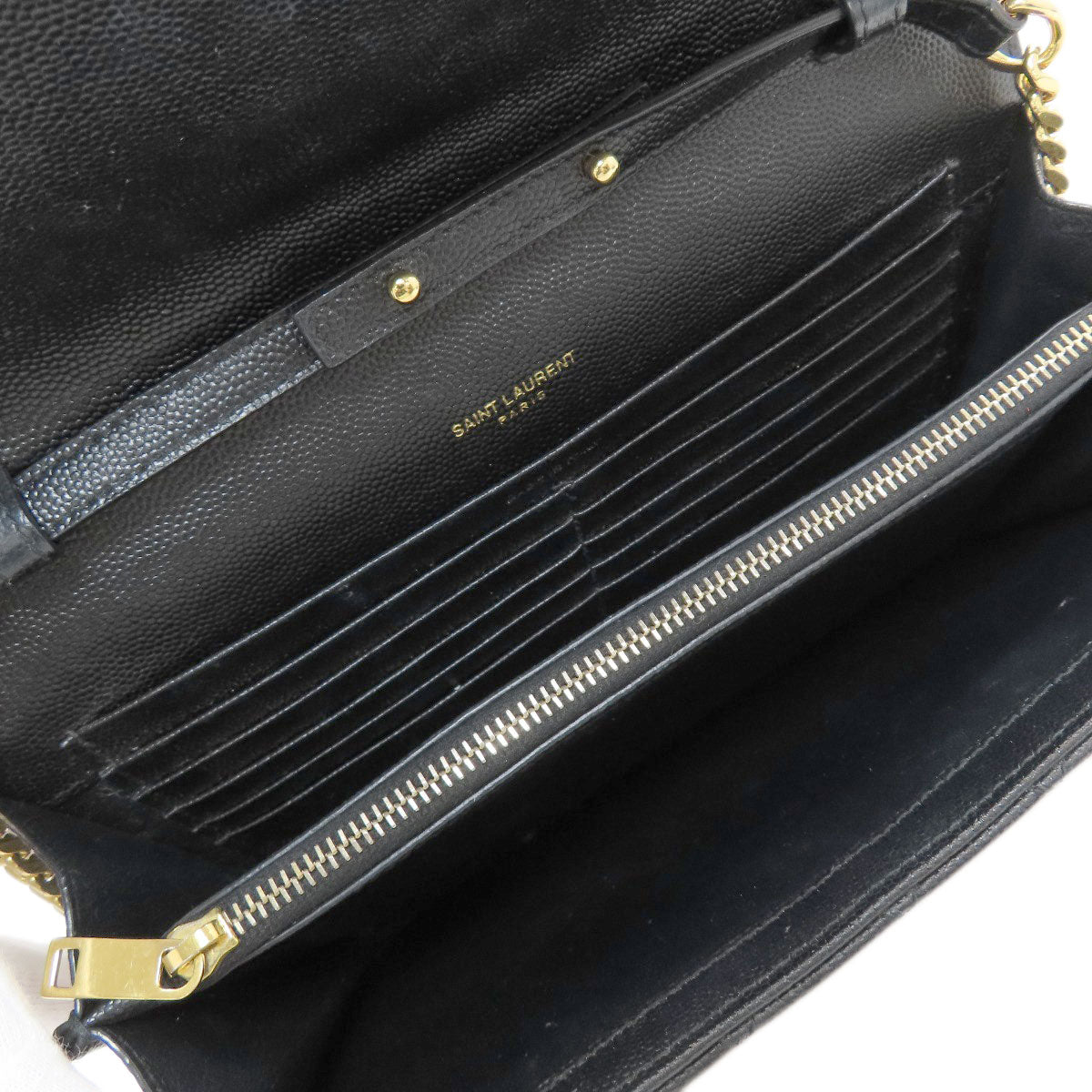 YVES SAINT LAURENT Chain Wallet Envelope Medium Chain Shoulder Long wallet (with coin pocket) Calf Ladies [Used]