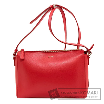 agnes b. logo Shoulder Bag Leather Ladies [Used]