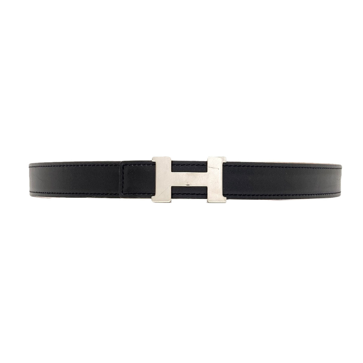 HERMES H-belt, reversible, SilverHardware belt Box calf Taurillon ClemenceLadies [Used]