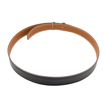HERMES H-belt, reversible, SilverHardware belt Box calf Taurillon ClemenceLadies [Used]