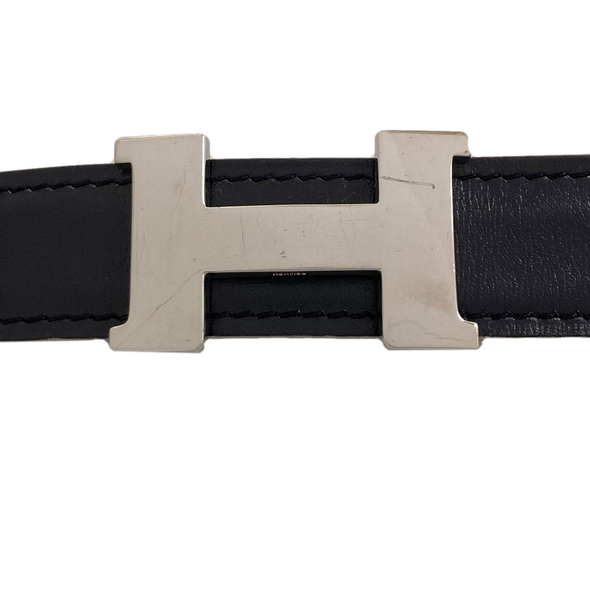 HERMES H-belt, reversible, SilverHardware belt Box calf Taurillon ClemenceLadies [Used]