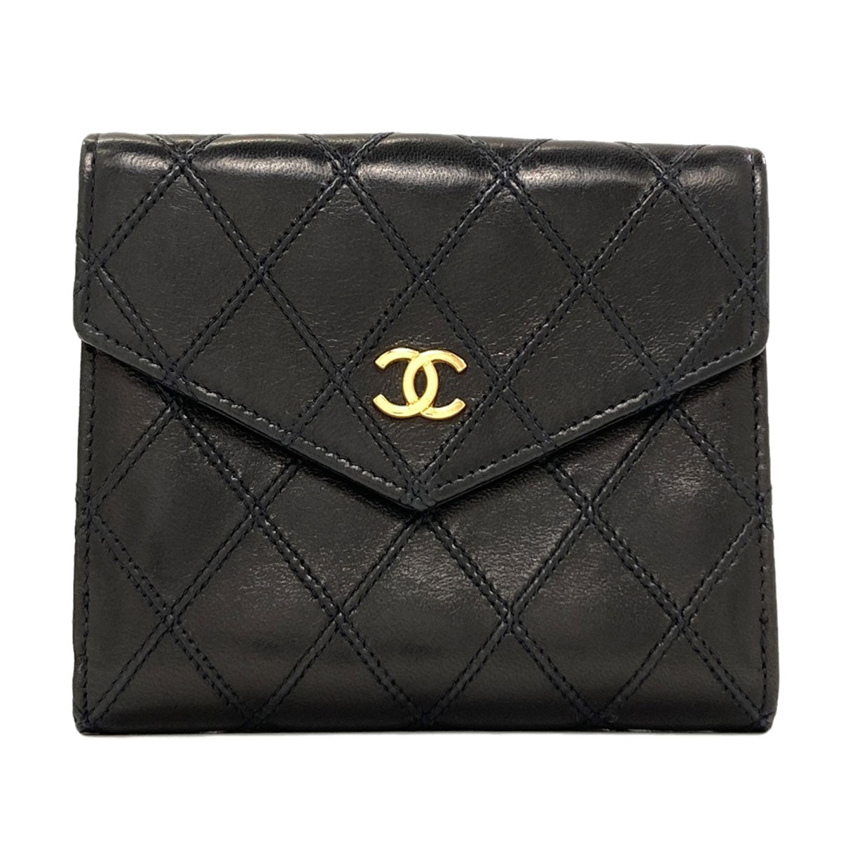 CHANEL Bicolore COCO Mark Gold Hardware Bifold Wallet with Coin Pocket Leather Ladies [Used]