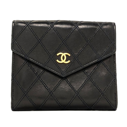 CHANEL Bicolore COCO Mark Gold Hardware Bifold Wallet with Coin Pocket Leather Ladies [Used]