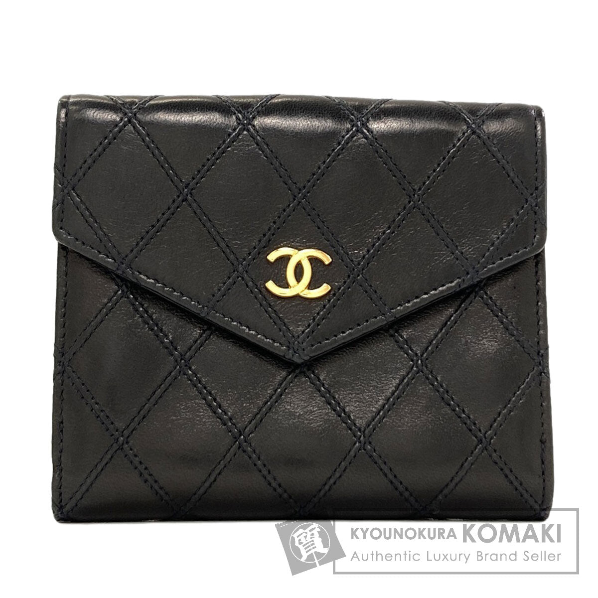 CHANEL Bicolore COCO Mark Gold Hardware Bifold Wallet with Coin Pocket Leather Ladies [Used]