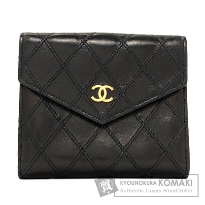 CHANEL Bicolore COCO Mark Gold Hardware Bifold Wallet with Coin Pocket Leather Ladies [Used]