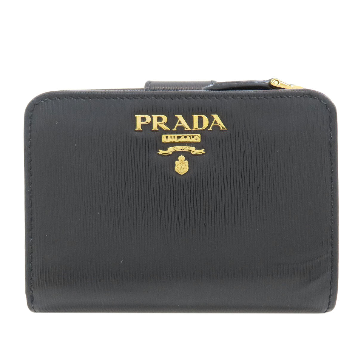 PRADA logo Bifold Wallet with Coin Pocket Safiano Ladies [Used]