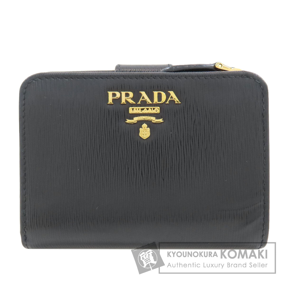 PRADA logo Bifold Wallet with Coin Pocket Safiano Ladies [Used]