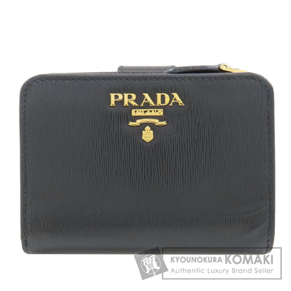 PRADA logo Bifold Wallet with Coin Pocket Safiano Ladies [Used]