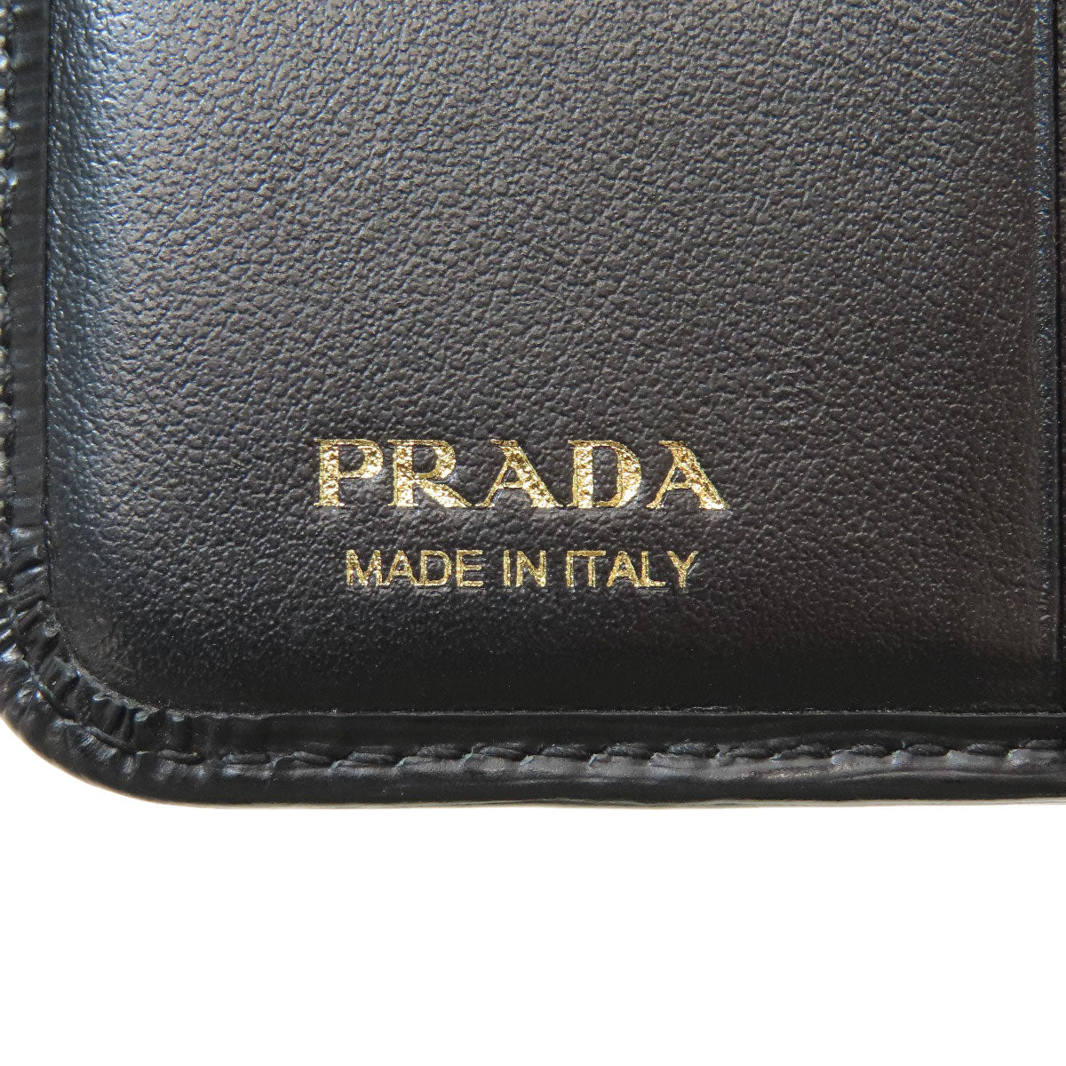 PRADA logo Bifold Wallet with Coin Pocket Safiano Ladies [Used]