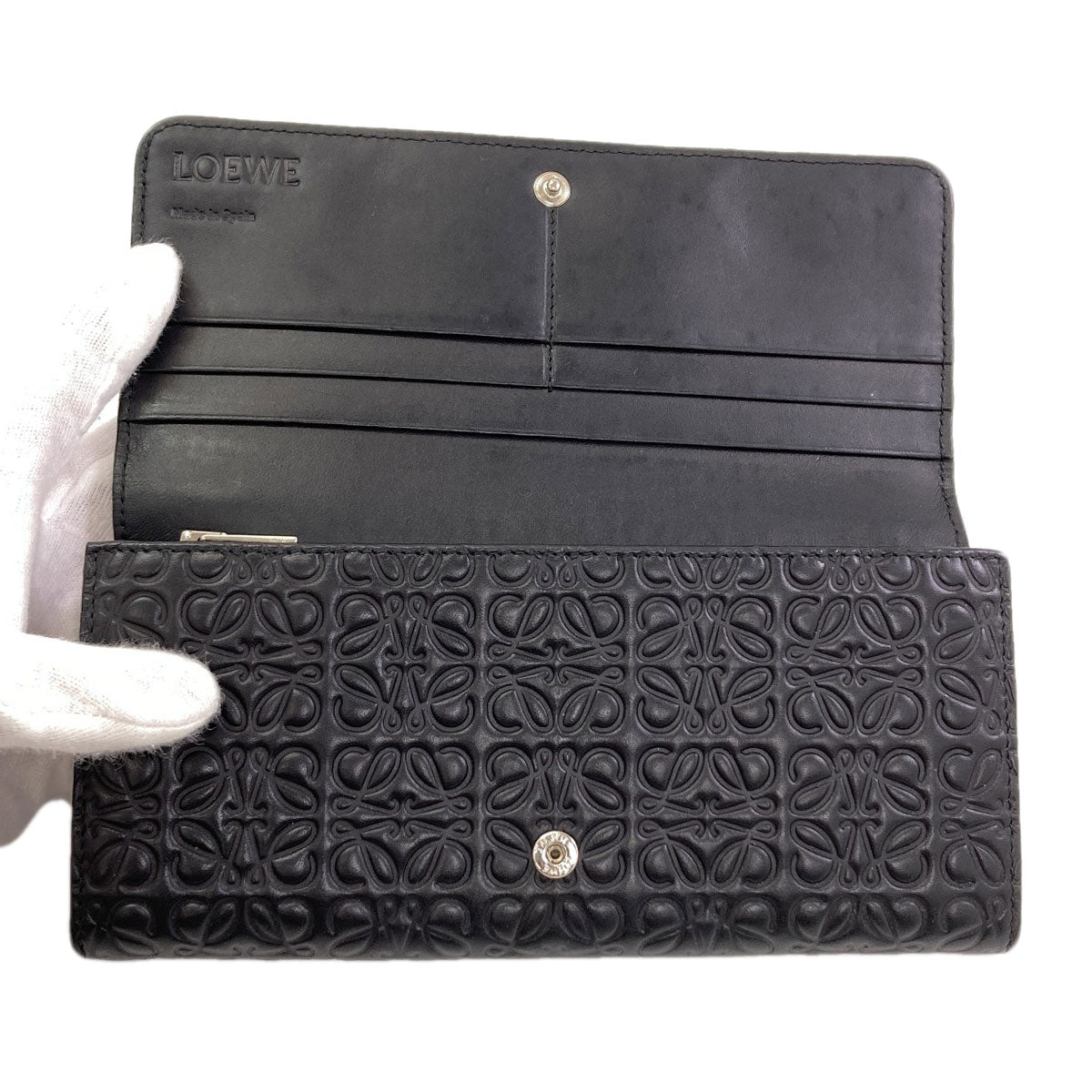 LOEWE Repeat anagram Long wallet (with coin pocket) Leather Ladies [Used]