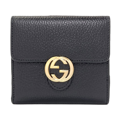GUCCI 615525 Outlet interlocking G Bifold Wallet with Coin Pocket Leather Ladies [Used]
