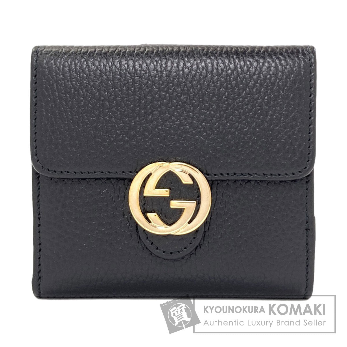 GUCCI 615525 Outlet interlocking G Bifold Wallet with Coin Pocket Leather Ladies [Used]