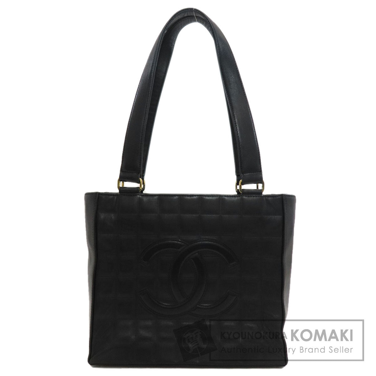 CHANEL Chocolate bar COCO Mark GoldHardware Tote Bag Lambskin Ladies [Used]