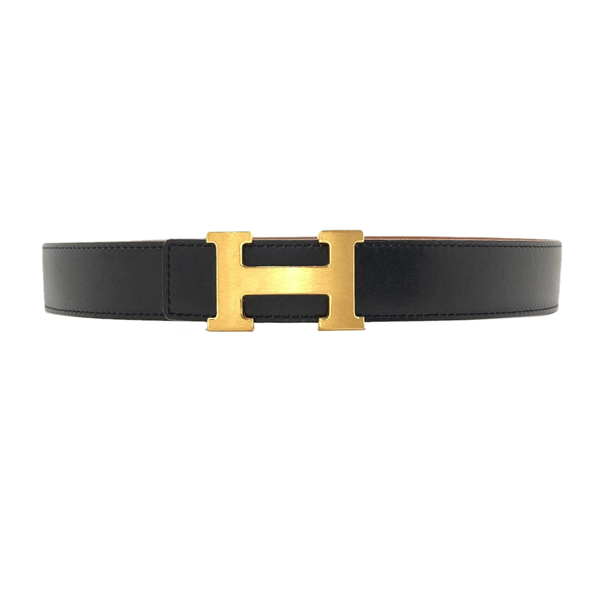HERMES GoldHardware H-Belt Reversible belt Box calf Calfmens [Used]
