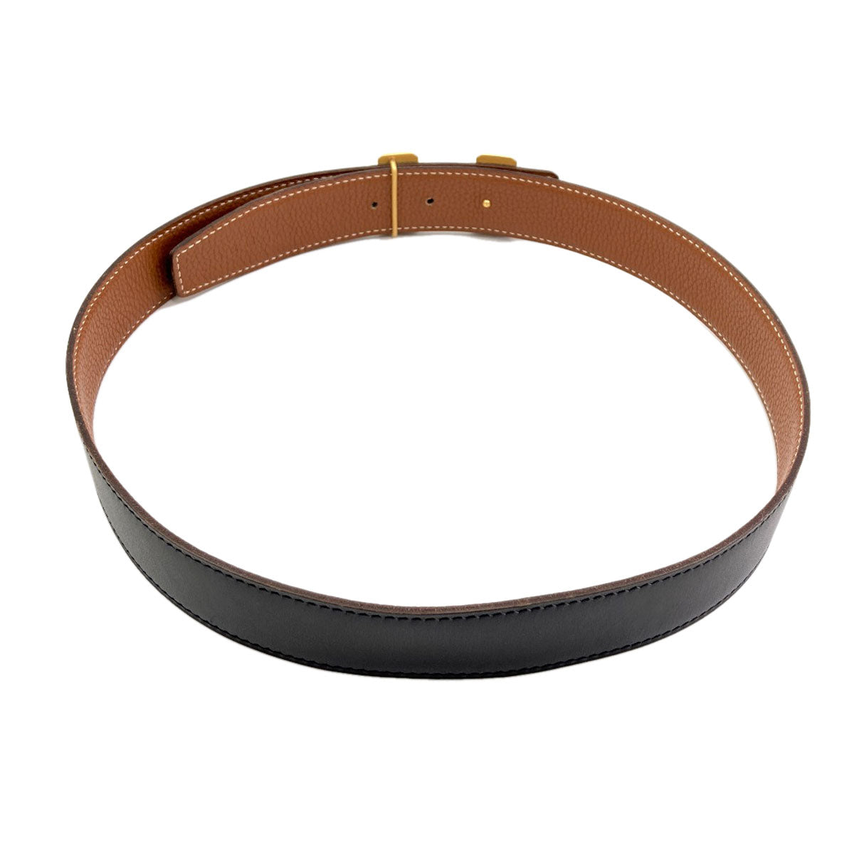 HERMES GoldHardware H-Belt Reversible belt Box calf Calfmens [Used]