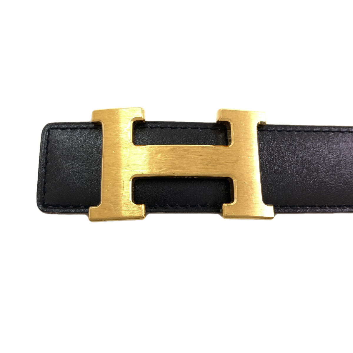 HERMES GoldHardware H-Belt Reversible belt Box calf Calfmens [Used]