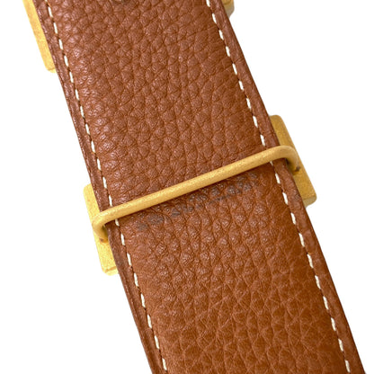 HERMES GoldHardware H-Belt Reversible belt Box calf Calfmens [Used]