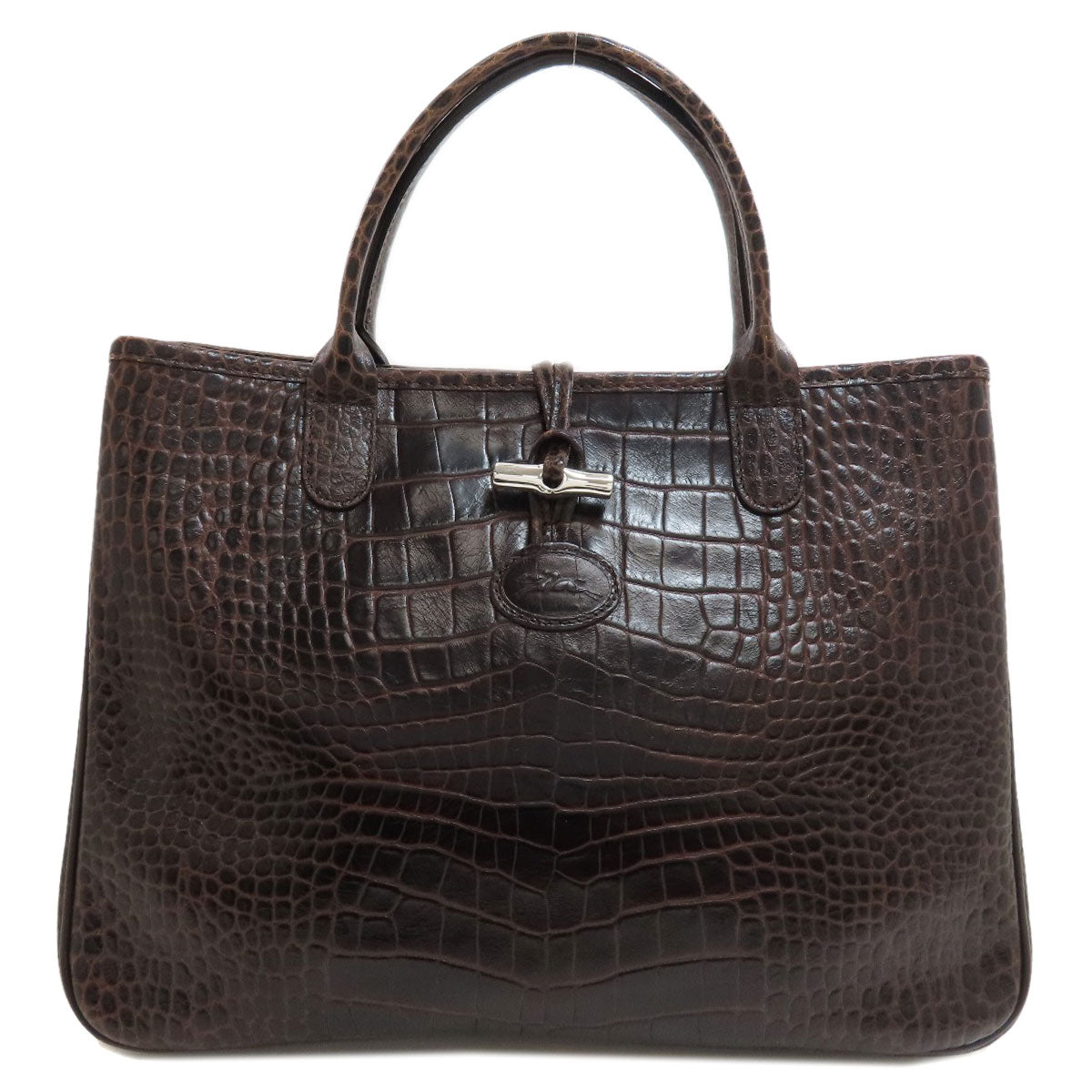 Longchamp Le Roseau Crocodile Embossed Handbag Leather Ladies [Used]