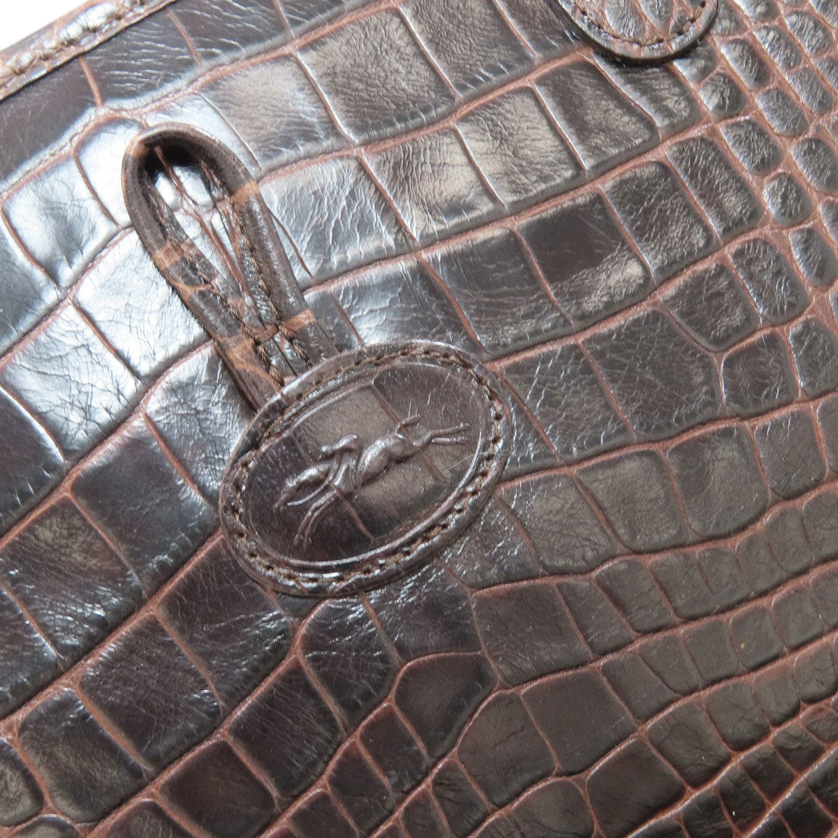 Longchamp Le Roseau Crocodile Embossed Handbag Leather Ladies [Used]